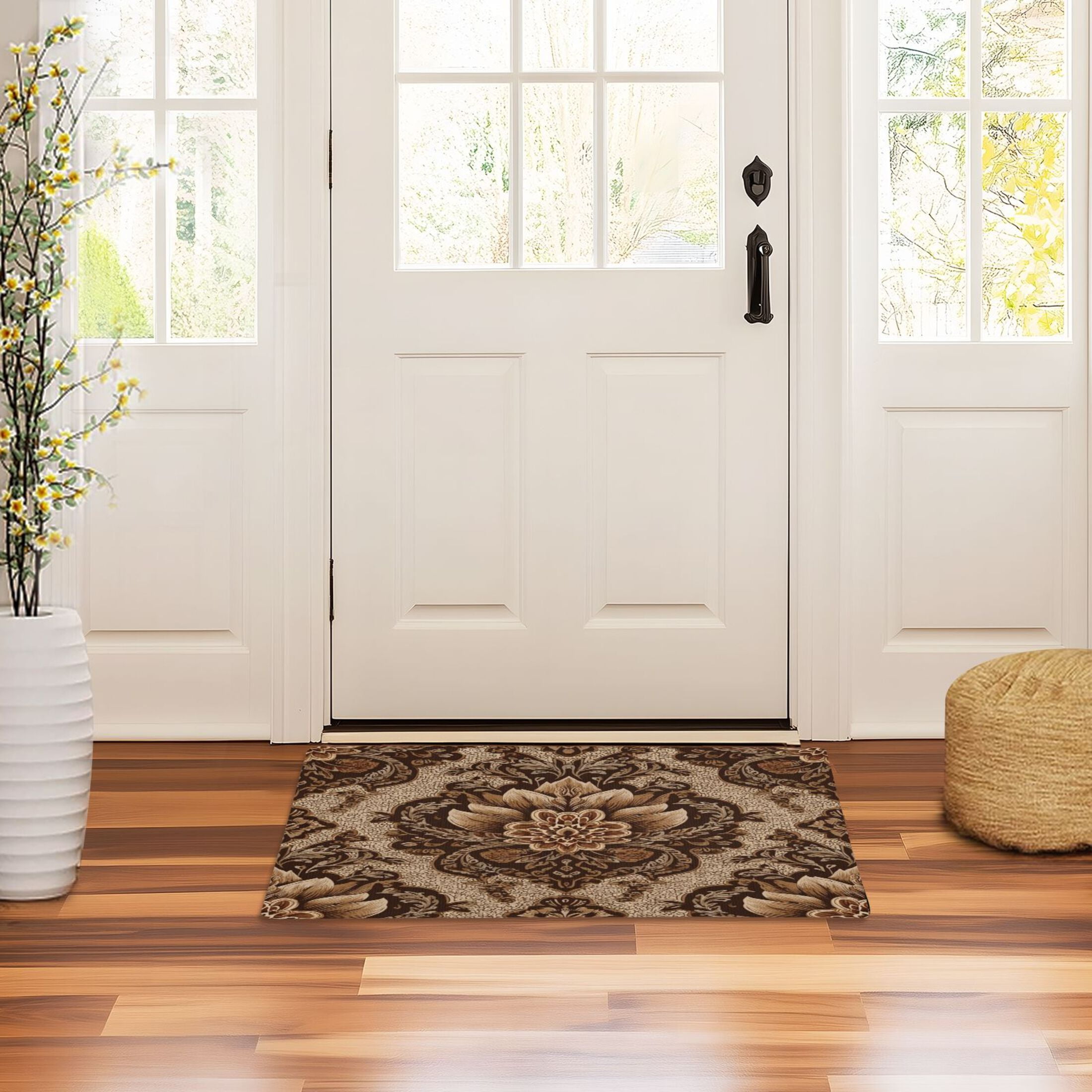 Iauyy Doormat Outdoor Indoor Non-Slip Washable Welcome Mat,Low-Profile 32x20in Door Mat for Pet Mat Front Back Door and Entryway,Brown Blended with Light Colors