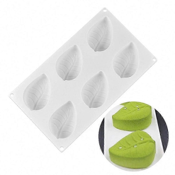 6 Cavity Large Leaf Baking Pan Silicone Molds for Chocolate Candy Gummy Gelatin Jello Jelly Mousse Cake Wax Melt Plaster Ice Cube Tray