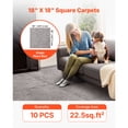 thumbnail image 2 of KFFKFF Carpet Tiles 18x18 inch, 10 Pack Detachable Squares with Self-Adhesive Backing, Soft Plush Padding for 22.5 sq.ft Coverage, Ideal for DIY Home Flooring in Living Room & Bedroom, Dark Brown, 2 of 9