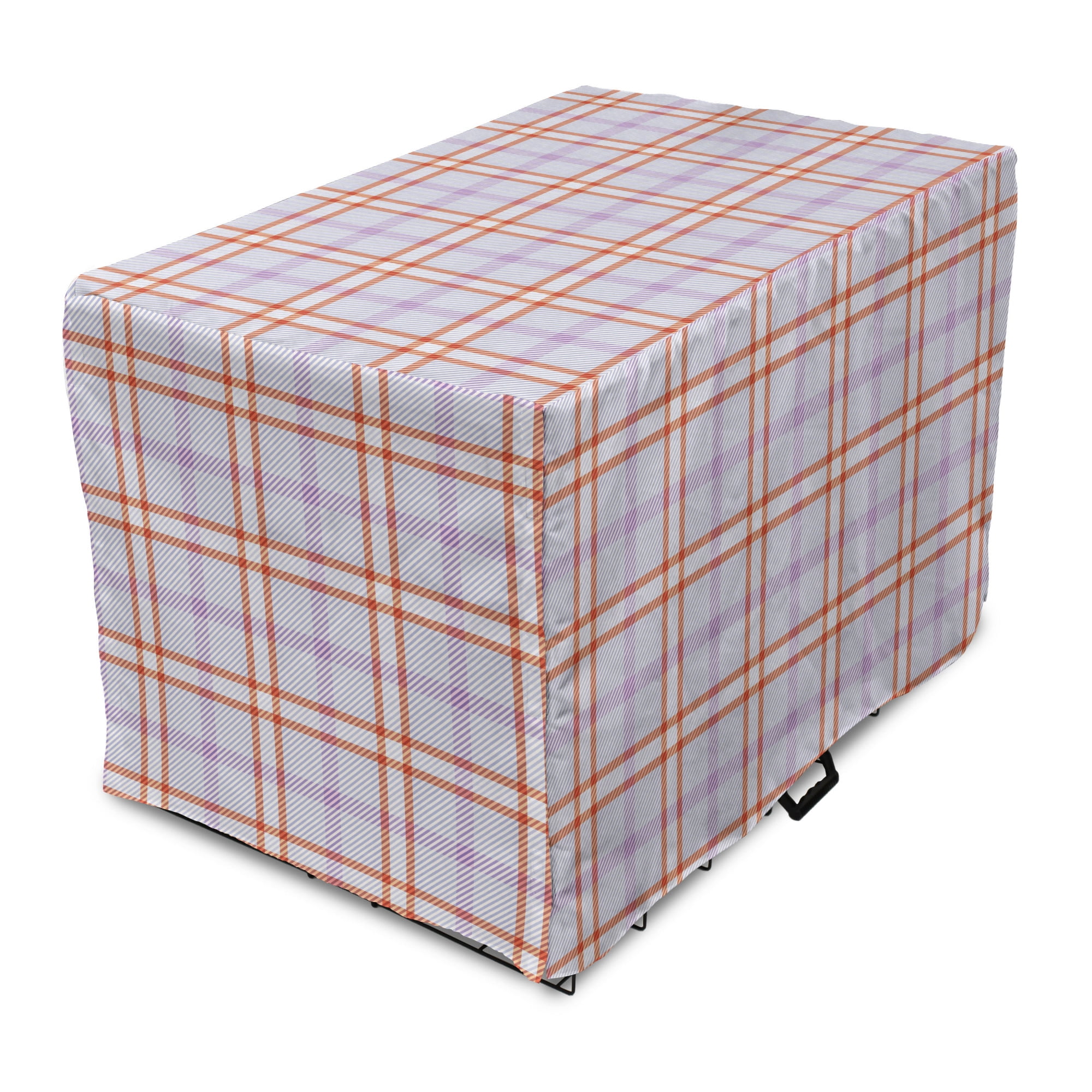 Image showcasing Plaid Dog Crate Cover, Diagonal and Vertical Stripes in Checkered ...