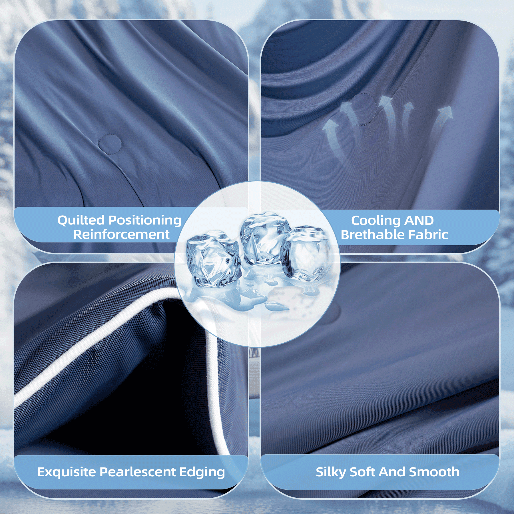 Cooling Comforter Queen Size, Cooling Blankets for Hot Sleepers and Night Sweats,TENCEL™ Lyocell Summer Comforter Blue