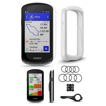 Garmin Edge 1040 GPS Bike Computer | Bundle with PlayBetter Tempered Glass Screen, White Silicone Case, & Tether | Cycling GPS Computer with VO2 Max, Maps, & Multi-GNSS