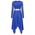 thumbnail image 2 of Hansber Womens Long Sleeve Liturgical Praise Dance Dress Metallic Color Block Irregular Dress Worship Blue M, 2 of 7