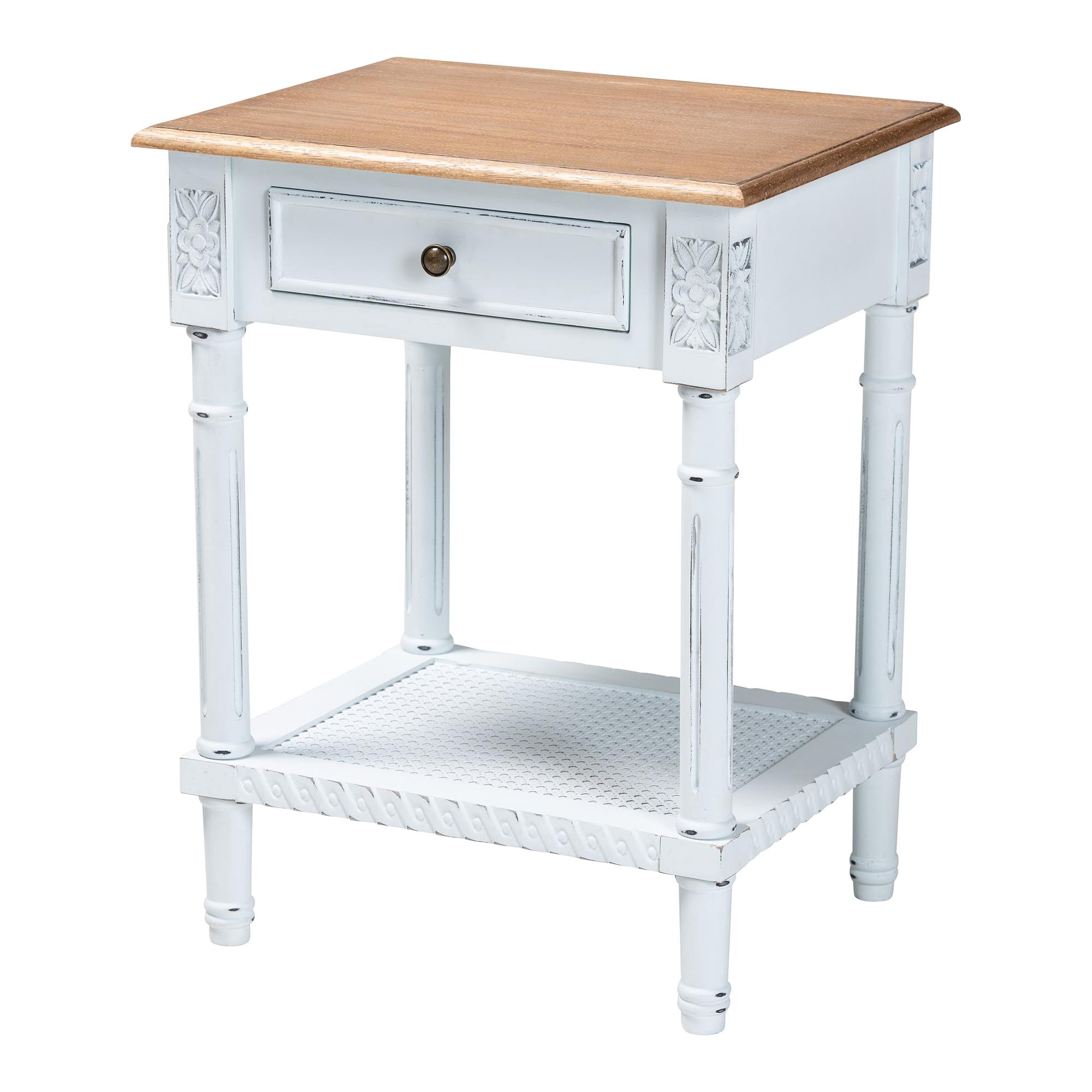 Baxton Studio Legrand French Provincial End Table, 1-Drawer, White