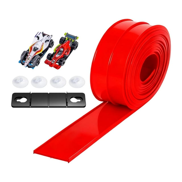 TISHITA Voiture de Course Rampe Piste Cadeau d'Anniversaire Polyvalent avec Ventouses Flex Pistes Rouge