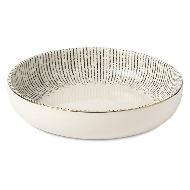 Thyme & Table Stoneware Round Low Bowl, Riley Collection