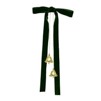 LanSuare Large Velvet Bows Christmas Tree Ornaments, Xmas Velvet Ribbon Bows with Bells, Suitable for Indoor, Outdoor, Wreaths, Holiday Xmas Tree Decor, Wrapping Crafts(15"x6", Dark Green)
