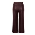 thumbnail image 5 of Women's High Waisted Straight Leg Leather Pants, PU Vegan Pleather Trousers with Pockets, Stretchy Faux Leather Pants for Casual, Club and Night Out Wine L, 5 of 5