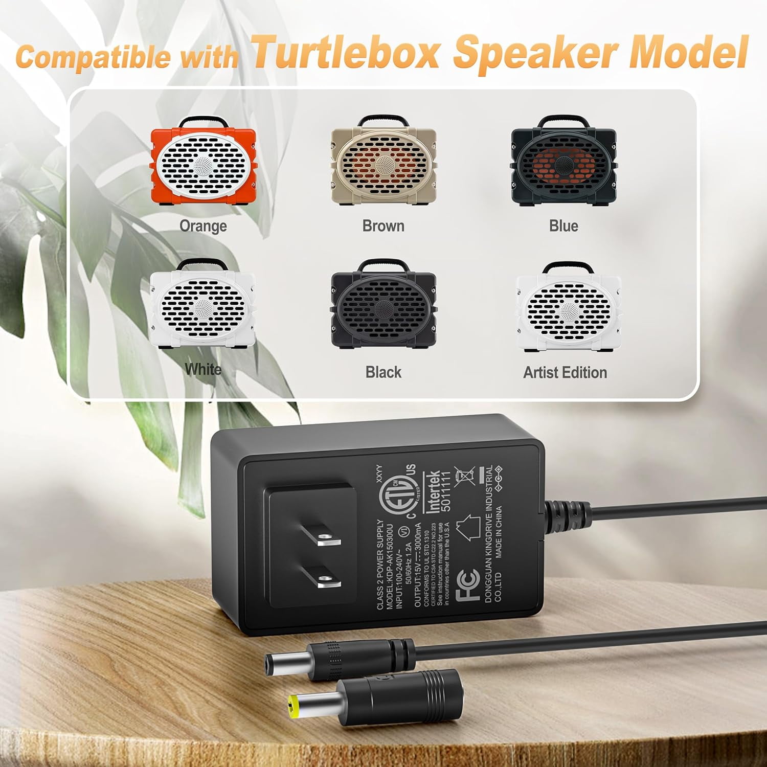 15V 3A Charger for Turtlebox Gen 2 Gen 3 Outdoor Portable Bluetooth 5.0 Speaker, Turtle Box Speaker Charging Cord