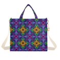 thumbnail image 7 of FORMRS Womens Corduroy Tote Bag Crossbody Shoulder Purse Handbag with Detachable Strap, Purple Stained Glass Pattern, 7 of 7