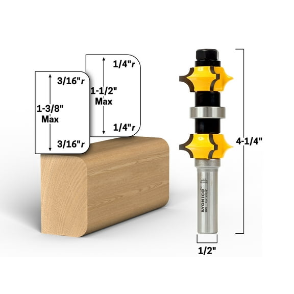 Dual Surface Adjustable Edge Forming Router Bit - 1/2" Shank - Yonico 13970