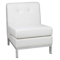 OSP Home Furnishings Wall Street Armless Chair. White Faux Leather.