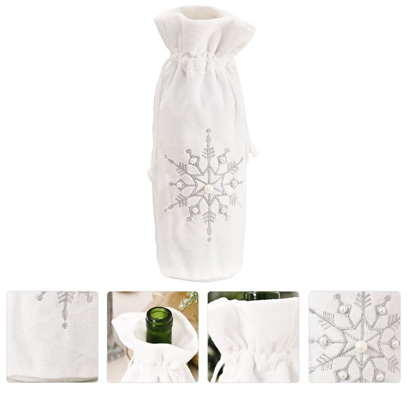 OUNONA Christmas Wine Bottle Cover with Detailed Bead Design – Festive Holiday Table Decoration