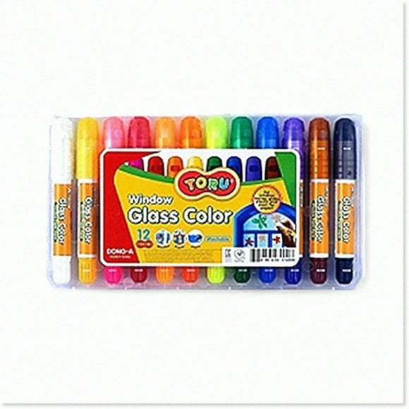 Marqueurs de Fenêtre AquaBright - 12 Craies de Cire Lavables Non Toxiques pour Papier - Créez des Uvres d'Art Vibrantes avec Facilité!