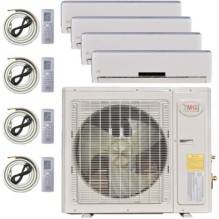 Multi Zone Mini Split Ductless Air Conditioner Quad Zone 9000 9000 9000 9000 4 Zone Pre-Charged Inverter Compressor Includes Four Free 25ft Linesets US Parts & Tech Support