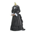 thumbnail image 2 of Women Gothic Steampunk Black Striped Rococo Dress Skellington Costume, 2 of 11
