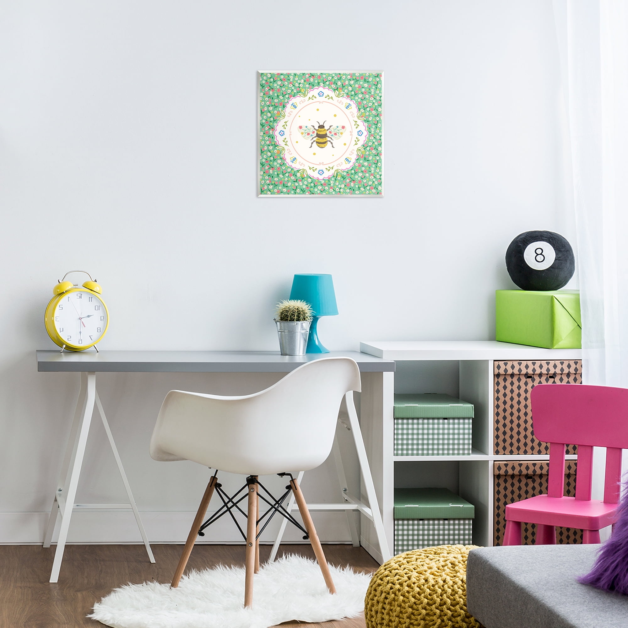 Spring Bee Delicate Florals Wall Plaque Art, design by Angela Steahling