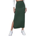 thumbnail image 3 of Slit Long Skirt, Bodycon Long Skirt Solid Color Elastic Easy Matching  For Vacation Green,Red,Brownness,Brown,Black, 3 of 6