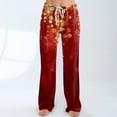 thumbnail image 2 of Women's Casual Fashion Christmas Printed Trousers Plush Casual Pants, Comfortable Home and Sleepwear Bottoms for Winter, Elastic Waist with Drawstring, Red, XL, 2 of 7