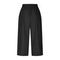 thumbnail image 4 of Fesfesfes Women's Trendy Britches Summer Solid Color High-Waisted Wide-Leg Pants Casual Loose Mid-Calf Length Trousers with Pockets(Black#2,L), 4 of 5