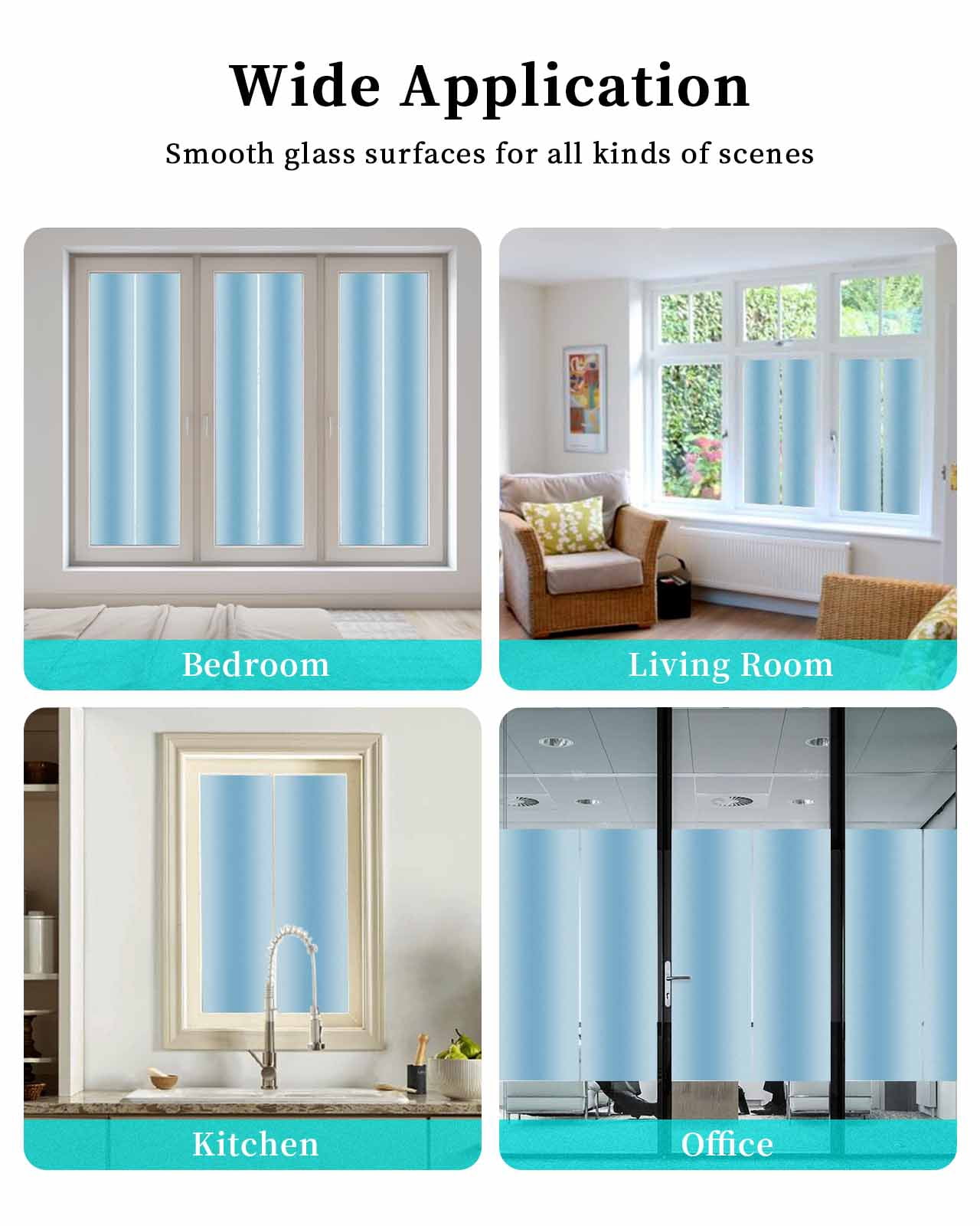 Window Privacy Film Blue Ombre Stained Glass Window Film Decorative Sun Block Window Cover Modern Art Farmhouse Window Clings Static Adhesive Sticker for Bathroom 23.6"x78.7"