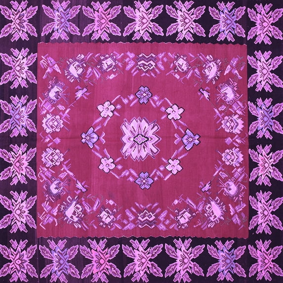 Ahgly Company Indoor Square Persian Purple Traditional Area Rugs, 7' Square