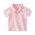 thumbnail image 2 of Esaierr Kids Toddler Boys Summer Lapel T-Shirt Tee Baby Short Sleeve T-Shirt Tops Cotton Home Boys Short-Sleeved Casual Little Boys Solid Color Shirt for 1-6Years, 2 of 7