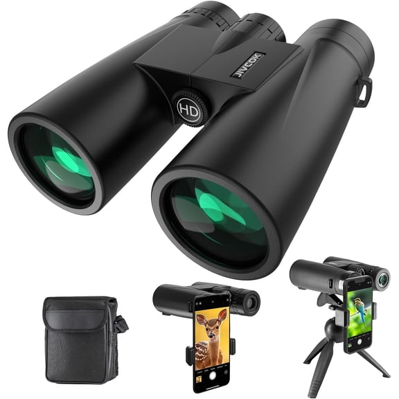 30x52 Binoculars for Adults - HD High Powered Binoculars with Phone Adapter and Tripod, Waterproof & Large View Telescope for Bird Watching, Hunting, Stargazing, Hiking, Travel, Sports