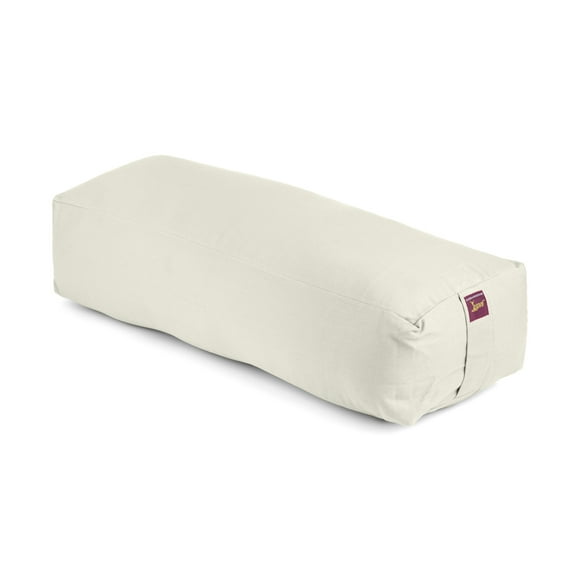 YOGAVNI Yoga Bolster - Long Rectangular -100% Cotton Cover & Cotton Batting Fill - 28in x 10in x 6in - Weight: 11lb/5kg - Off White