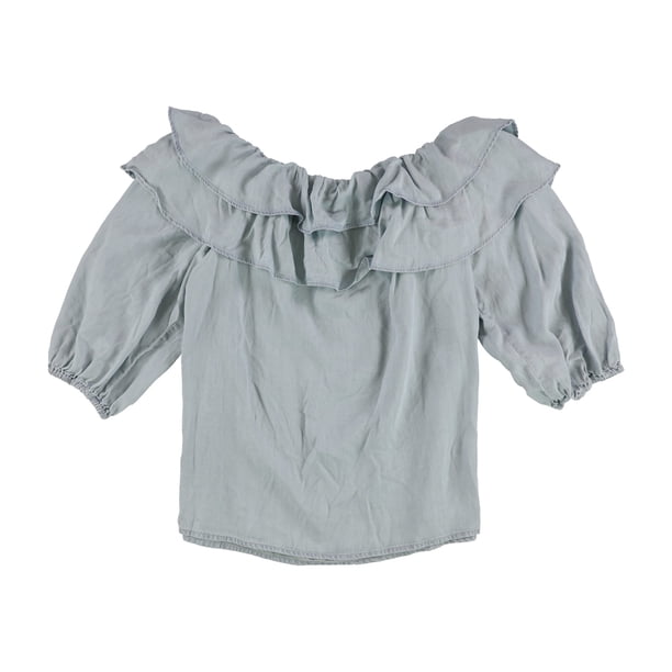 SAM AND JESS Womens Ruffled Off the Shoulder Blouse, artic, XL