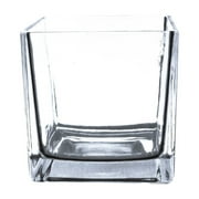 WGV Everyday Clear Glass Floral Cube Vase / Candle Holder - 5" Wide x 5" Height, Good quality, Heavy Weighted Base - 1 Pc