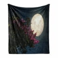 thumbnail image 1 of Moon Soft Flannel Fleece Throw Blanket, Cherry Blossom Stars from Milky Way Eastern Night Sky Celestial Body, Cozy Plush for Indoor and Outdoor Use, 50" x 70", Magenta Ivory Dark Blue, by Ambesonne, 1 of 6