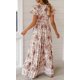 thumbnail image 5 of Vestido largo de fiesta en la playa con abertura y manga corta con cuello en V y estampado floral bohemio para mujer Ormromra  WMZY-781-5, 5 of 8