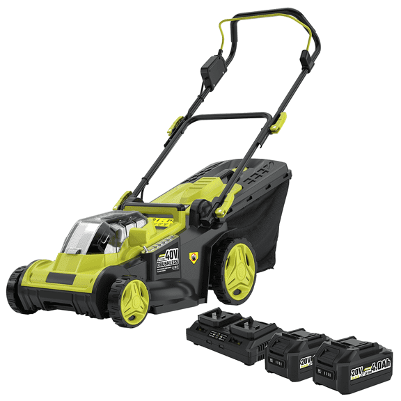 40V 16" Cordless Push Lawn Mower, Battery Powered Electric Mower with 2 x 4.0Ah Batteries & Charger, Brushless Motor, 6-Height Adjustment for Garden, Yard and Farm