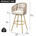 3 pieces outdoor rattan wicker bar set with 2 cushions stools gray clearance