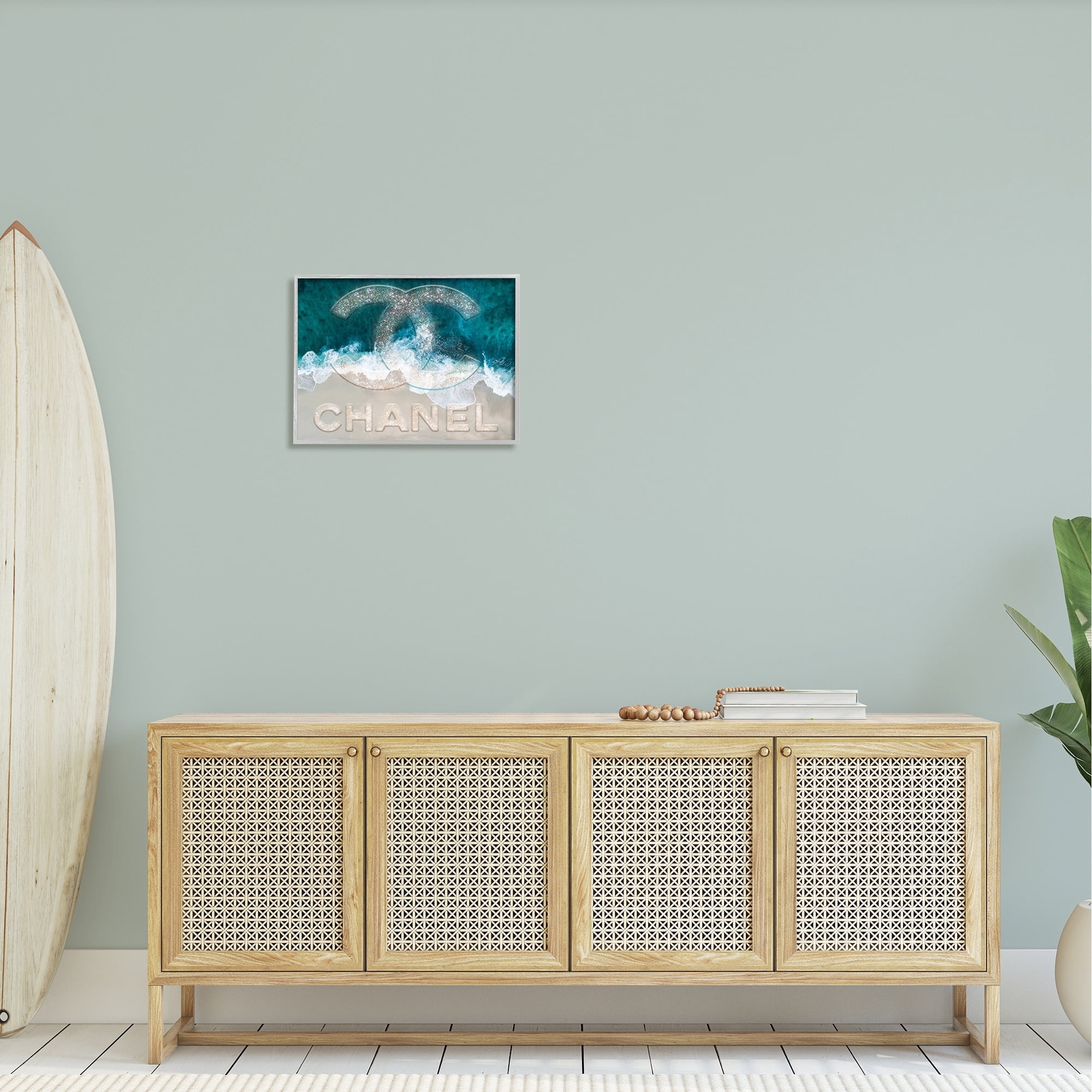 Stupell Industries Beach Waves Crashing Shoreline Glam Fashion Detail Graphic Art Gray Framed Art Print Wall Art, Design by Ziwei Li