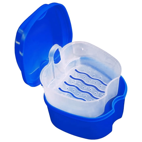 Denture Case Denture Bath Box False Teeth Storage Box with Rinsing Basket Portable False Teeth Storage Case Orthodontic Dental Retainer Box for False Teeth Storage Soaking Cleaning