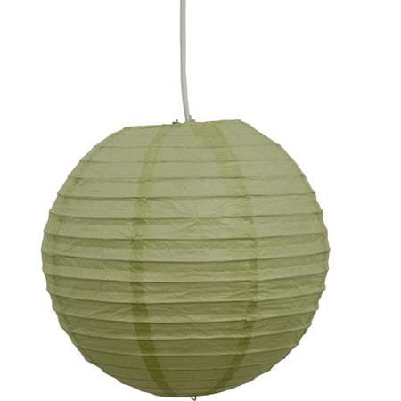 Round Paper Lantern Light, Leaf Green