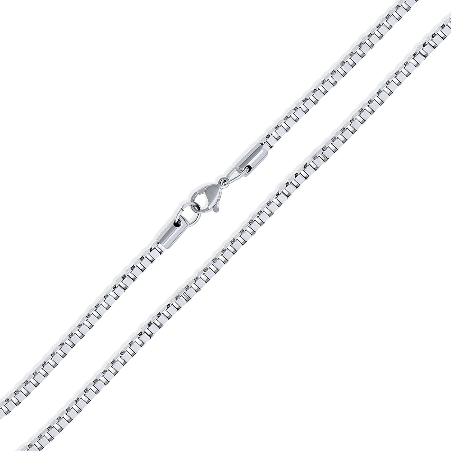Box Cable Link Chain 3MM for Men Silver 