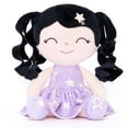 thumbnail image 3 of Gloveleya Toddler Stuffed Dolls Girl Gifts Plush Baby Doll Figure Toys Dark Hair with Purple Stars Dress 12 Inches, 3 of 6