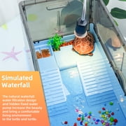 Turtle Tank Kit Complete Turtle Habitat with Advanced Filtration, Waterfall Play, Multi-Zone Living, Heat Lamp,Easy Water Change for Turtle Aquarium and Hermit Crab Tank(Blue,18 In)