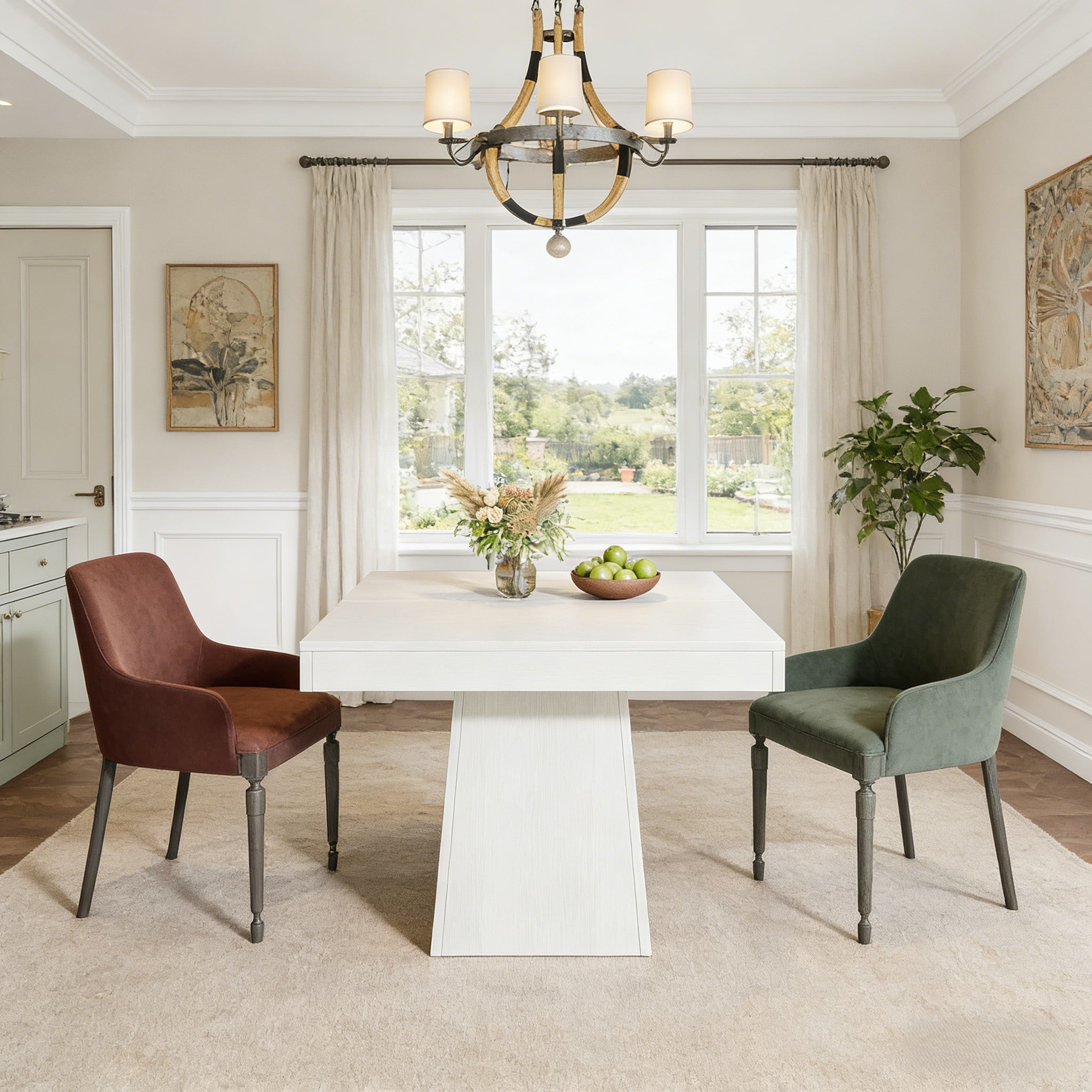 Fnova 31.5" Square Farmhouse Dining Table, Wood Coffee Table for 4 People, Modern Kitchen Table for Dining Room, White (Chairs Not Included)