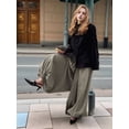 thumbnail image 5 of Women's Palazzo Balloon Pants Drawstring Waist Wide Leg Pleated Baggy Casual Lantern Joggers Brown S, 5 of 10