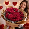 thumbnail image 4 of Artificial Velvet Silk Roses Bouquet with Stems for Wedding Decoration, Floral Arrangement Home Decor Centerpiece, 4 of 4