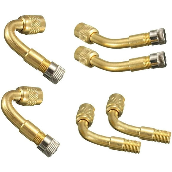 Rallonge de valve 6X Rallonge Universelle Adaptateur d'Angle valve 45° 90°, 135°, en Cuivre pour valve de Voiture Vélo de Course Moto Bicyclette Voiture