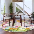 thumbnail image 4 of Spring Easter Round Rug 6ft Washable Circle Kitchen Rugs Non Slip Colorful Eggs Floral Truck Butterflies Pink Plaid Large Area Rug Indoor Floor Carpet for Bedroom Living Room Home Office Dining Room, 4 of 8