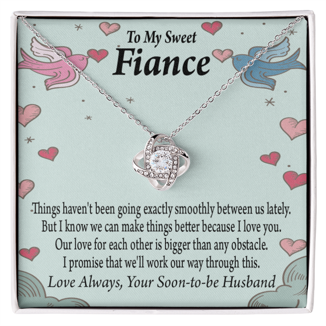 To My Fiancee Love Bigger Than Any Obstacle Infinity Knot Necklace Message Card