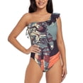 thumbnail image 4 of Daiia Astronaut With American Flag Women's One Piece Swimsuits Personalized One Shoulder Swimwear Asymmetric Ruffle Bathing Suits-X-Large, 4 of 8
