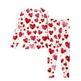 thumbnail image 4 of BLVB Girls Valentines Pajamas Set Pjs Long Sleeve Crewneck Heart Sleepwear Loungewear Sets for Kids 5-16 Years, 4 of 7