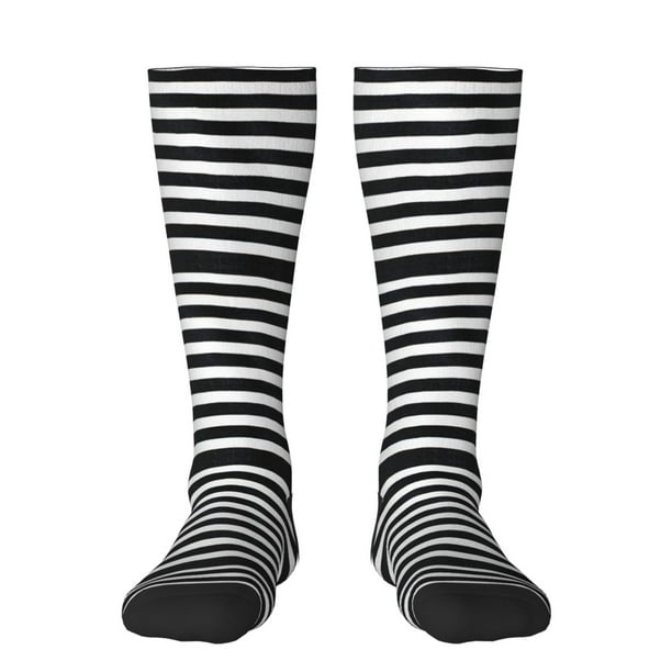 Balery Black And White Stripes Calcetines novedosos Calcetines deportivos Calcetines hasta la rodilla Calcetines de algodón Calcetines originales y geniales
